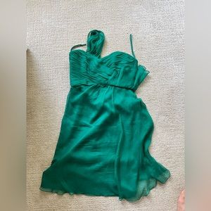 Amsale emerald green silk dress